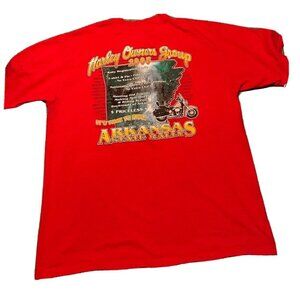 Vtg Harley Owner's Group 2005 Poker Run X-LARGE Graphic Henley Hot Springs, AR